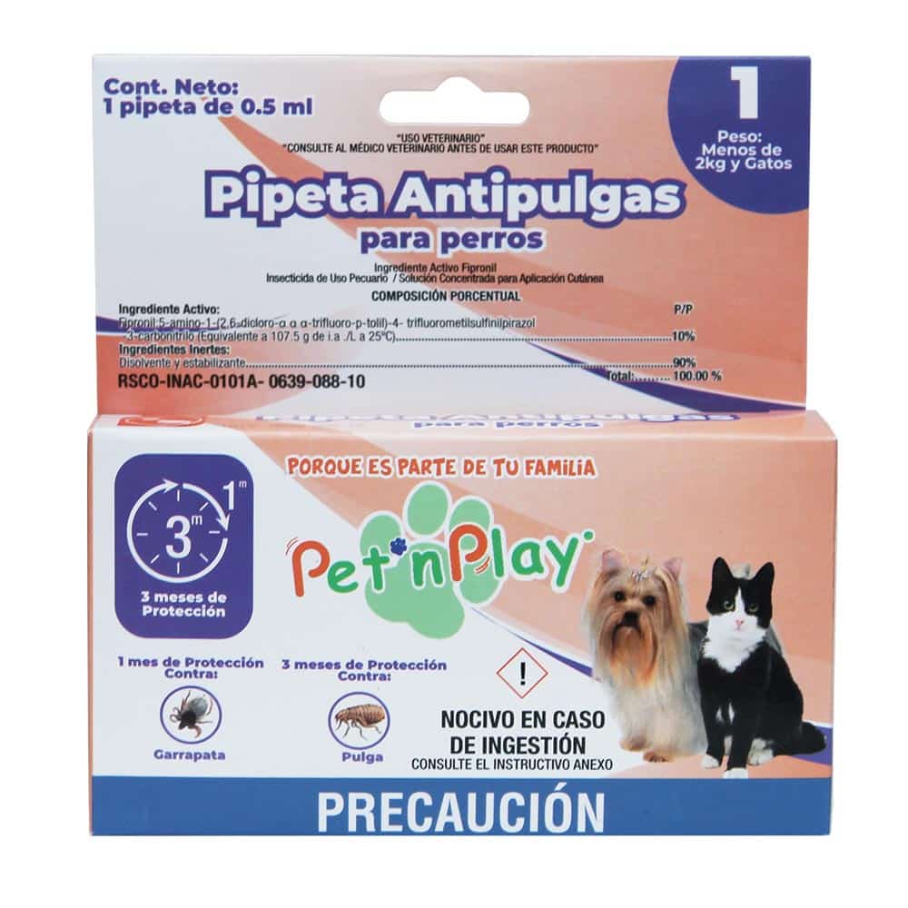 Pipeta Antipulgas y Garrapatas para Gatos Perros Menor a 2Kg - PetnPlay